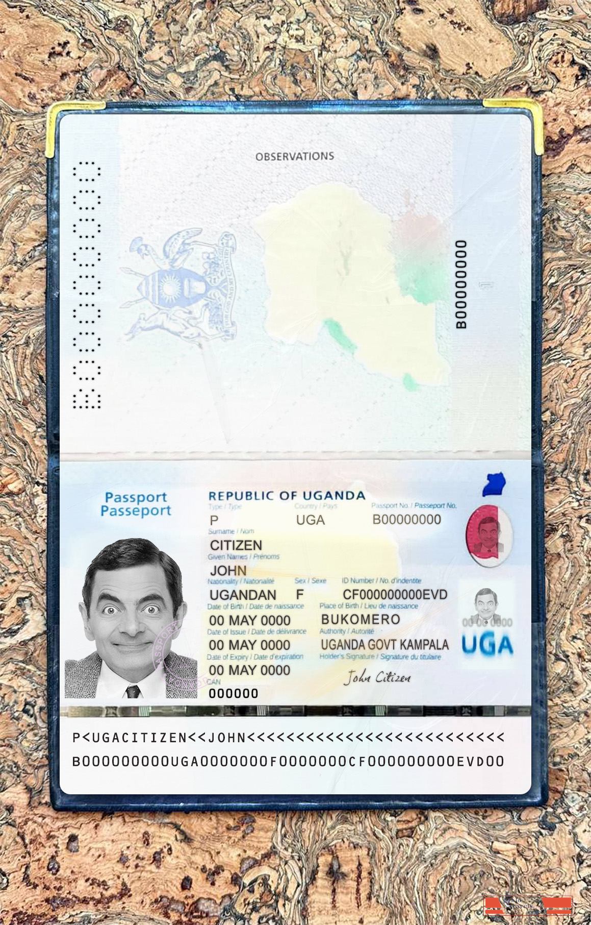 Uganda passport 2023 present photolook PSD template